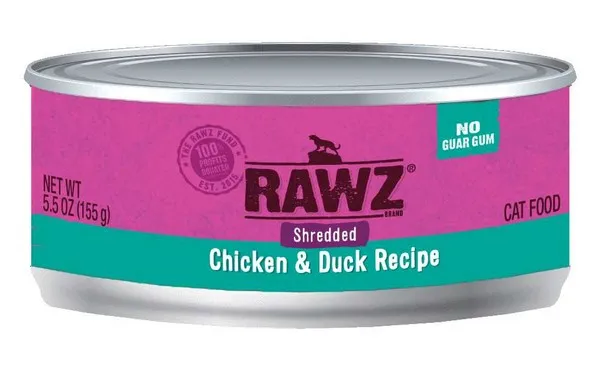 18/3 oz. Rawz Shredded Chicken & Duck - Food